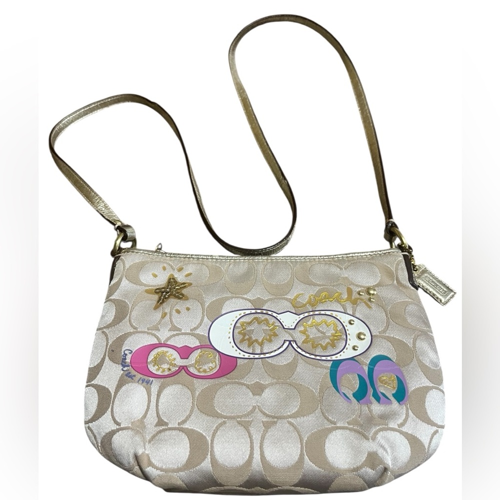 Coach Poppy Vintage Signature Glam Appliqué Y2K Khaki Crossbody